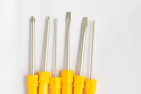 Six Yellow screwdriver Stock Photos