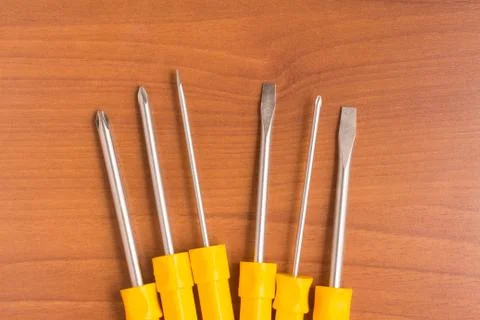 Six Yellow screwdriver Stock Photos