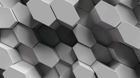 Sixgons randomly extruded from surface Stock Illustration