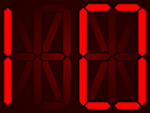 Sixteen Segment Red LED Readout Countdown (10-00) With Flashing At End Stock Footage