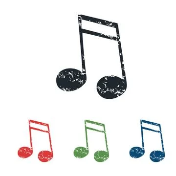 Sixteenth note grunge icon set Illustration