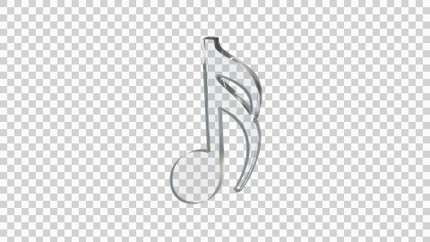 Sixteenth note semiquaver made of clear reflective glass, transparent bg Stock Illustration