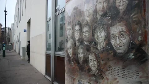 Sixth anniversary of Charlie Hebdo attacks, París, FR - 07 Jan 2021 Stock Footage 203989524
