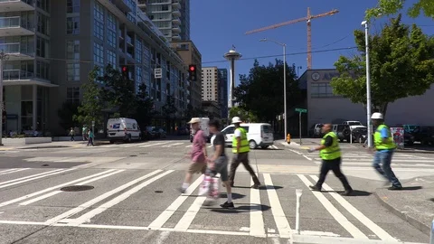 Sixth Avenue &amp; The Space Needle, Seattle, Washington, USA Stock Footage 117209980