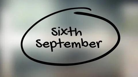 Sixth September Handwriting with Black Marker on Glass Surface Video stock 325623317