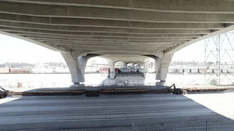 Sixth Street Viaduct Underside and Support Piers, 4K Stock Footage 201044719