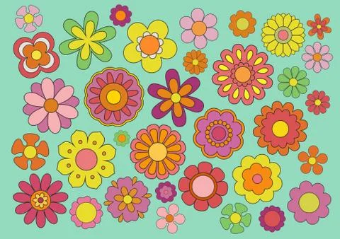 Sixties flowers Stock Illustration