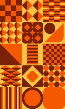 Sixties Seventies Retro Pattern Orange Brown Yellow Vintage Geometric Backgro Illustrazione stock