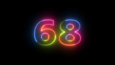 Sixty eight number neon light glowing anima Vidéo 330512020
