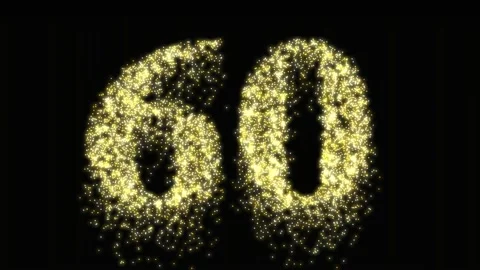 Sixty firework celebration number or gold neon celebration - video animation Stock Footage 130312810