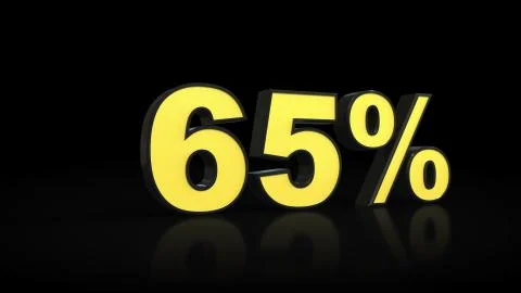 Sixty-five 65 % percent 3D rendering Illustrazione stock