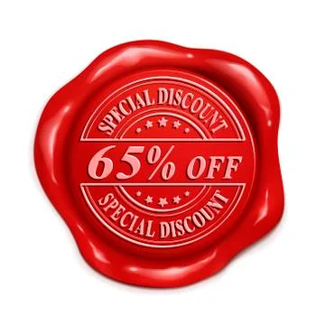 Sixty five percent off 3d red wax seal Stock Illustration