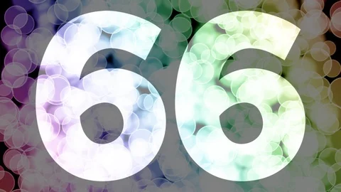 Sixty five to sixty six years birthday fade in/out animation with color bokeh Stock Footage 108534734