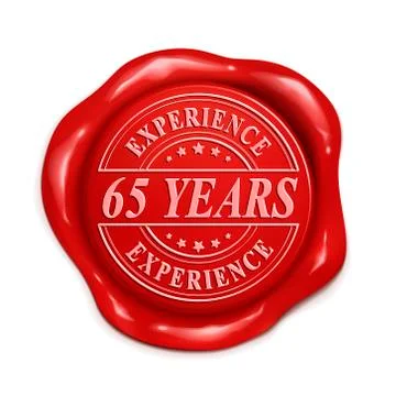 Sixty five years 3d red wax seal Stock Illustration