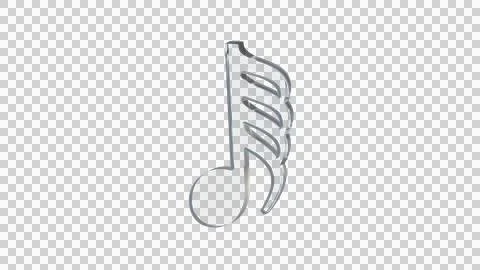 Sixty-fourth note hemidemisemiquaver made of clear reflective glass, transparent Stock Illustration