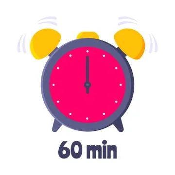 Sixty minutes on analog clock face flat style design vector illustration Stock Illustration