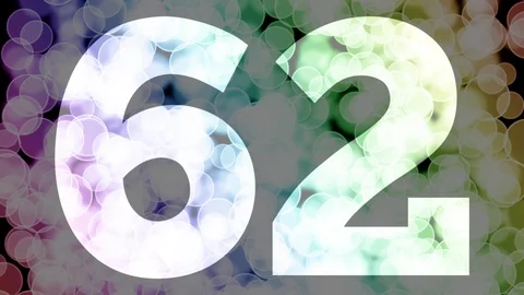 Sixty one to sixty two years birthday fade in/out animation with color bokeh Stock Footage 108534566