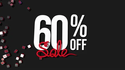 Sixty Percent Off 3D Render with Shiny &amp; Metal Materials, Special Sale Offer Stock Footage 190371984