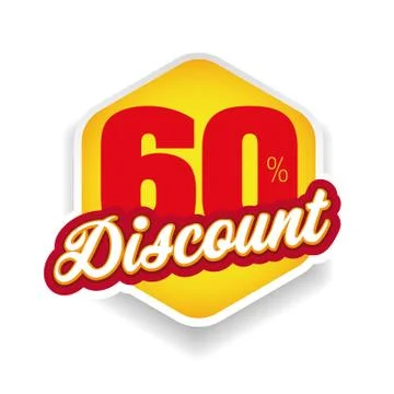 Sixty percent discount label vector Stock Illustration