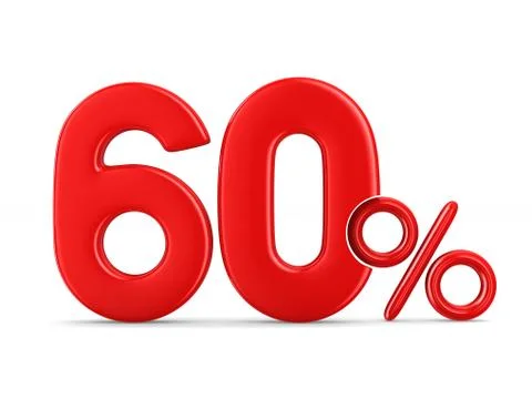 Sixty percent on white background. Isolated 3D illustration Stock Illustration