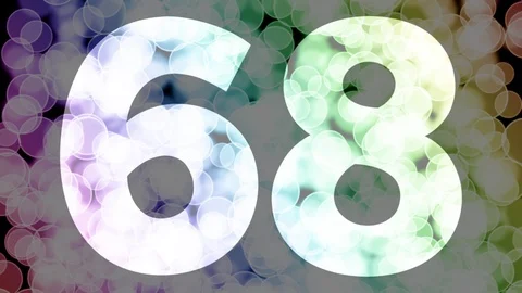 Sixty seven to sixty eight years birthday fade in/out animation with color bokeh Stock Footage 108534804