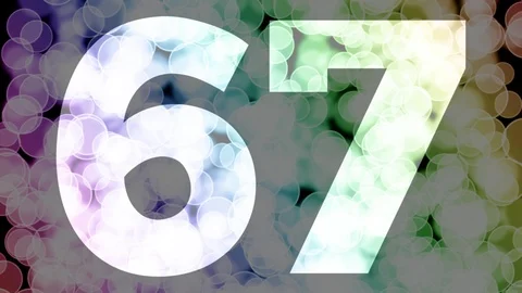 Sixty six to sixty seven years birthday fade in/out animation with color bokeh Stock Footage 108534774