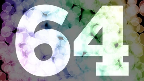 Sixty three to sixty four years birthday fade in/out animation with color bokeh Stock Footage 108534651