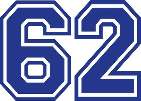Sixty-two college number 62 Stock Illustration