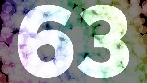 Sixty two to sixty three years birthday fade in/out animation with color bokeh Stock Footage 108534602