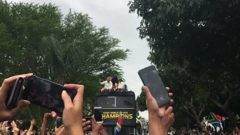 Siya Kolisi lifting Webb Ellis cup Rugby World Cup 2019  Springboks South Africa Stock Footage 246809624