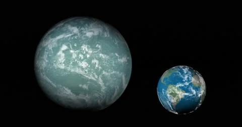 Size comparative of exoplanet Kepler 22b... | Stock Video | Pond5