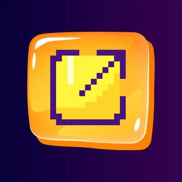 Size expand glossy ui button with pixelated color icon Stock Illustration