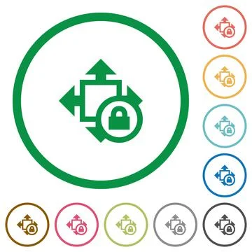 Size lock flat icons with outlines Stock Illustration