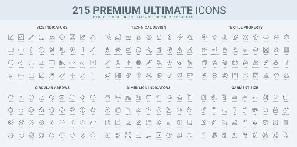 Size measurement, dimension indicator, loop and round progress arrows line icon Stock Illustration