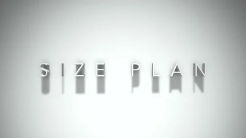 Size plan 3D title animation with shadows on a white background Vidéo 297666926