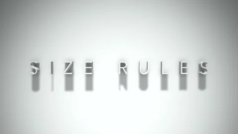 Size rules 3D title animation with shadows on a white background Stock Footage 297666966