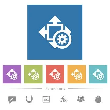 Size settings flat white icons in square backgrounds Stock Illustration