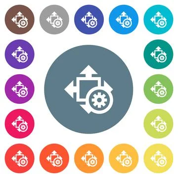 Size settings flat white icons on round color backgrounds Stock Illustration