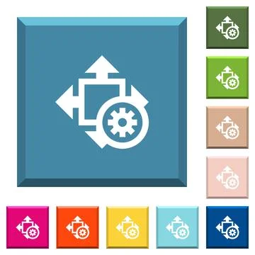 Size settings white icons on edged square buttons Stock Illustration