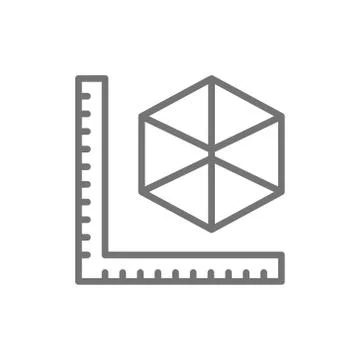 Sizes of 3 dimensional model products, 3D modeling line icon. Illustrazione stock
