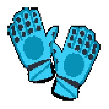 Sizing goalkeeper gloves pixel art vector illustration Stock Illustration