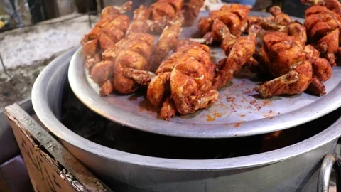 Sizzling chicken pieces on grill. Stock Footage 127243735