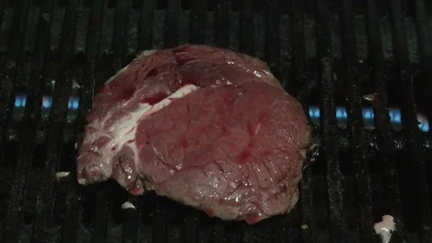 Sizzling steak on the bbq 스톡 동영상 91649855