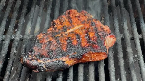 Sizzling Steak on The Grill Stock Footage 308730642
