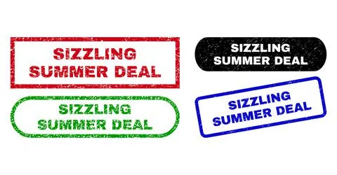 SIZZLING SUMMER DEAL Rectangle Stamp Seals with Unclean Texture Stock Illustration