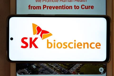 Sk bioscience logo displaying on smartphone screen Stock Photos