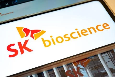 Sk bioscience logo displaying on smartphone screen Stock Photos