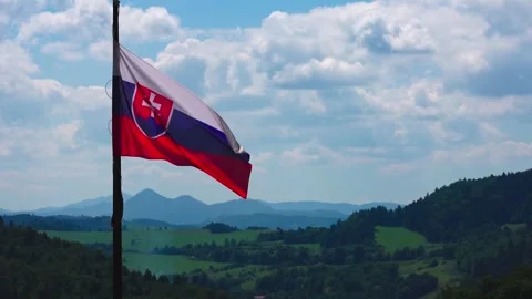 SK flag in the wind - slow motion Stock Footage 288217675