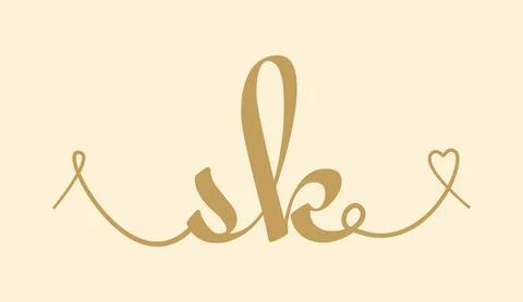 SK initial wedding monogram calligraphy vector illustration. Hand drawn let.. Stock Illustration