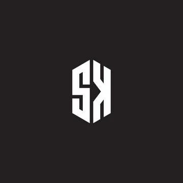 SK Logo monogram with hexagon shape style design template Illustrazione stock